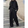 Johnature French Fashion Lace-up Wide-leg Pants Autumn Winter Casual Long Loose Women Trousers