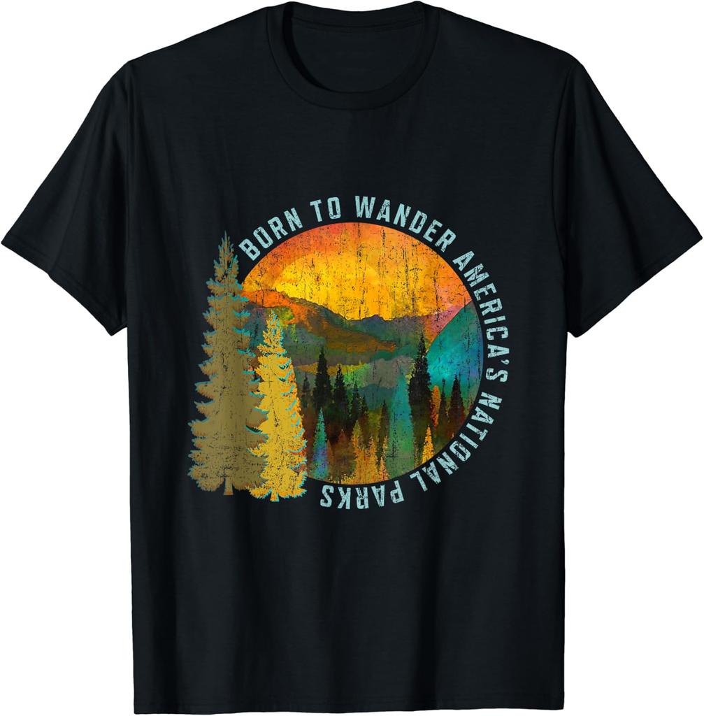 Born to Wander Americas National Parks Vintage Men T Shirt
