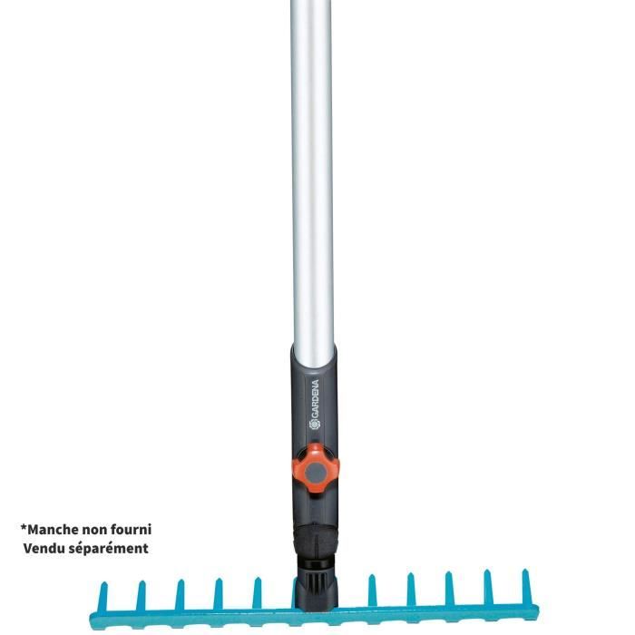 Gardena râteau de jardin 36cm combisystem® - acier robuste - 14 dents – ratissage &amp; nivellement du sol – garantie 25 ans (3178-20)
