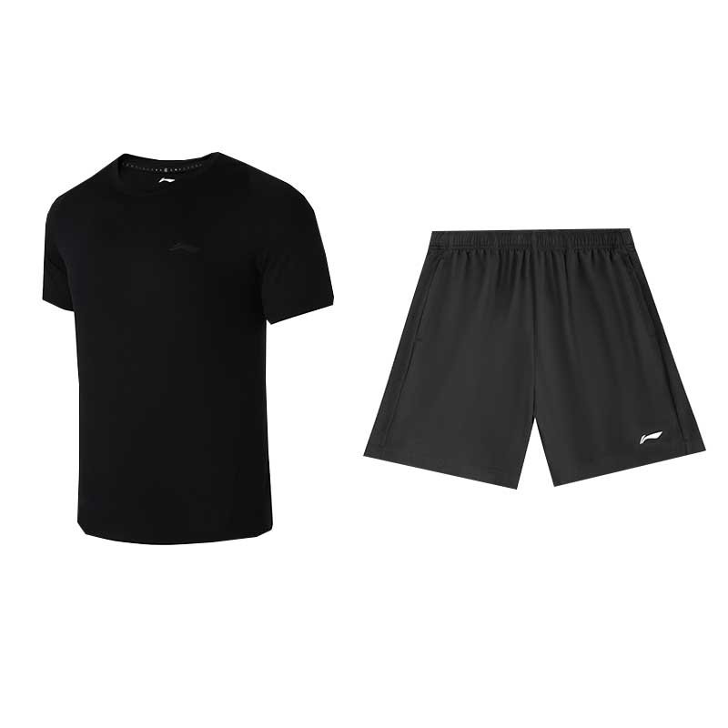 

Li-Ning Quick-Dry Running Moisture-Wicking Comfortable Fashion Fitness Leisure Sports Suit Men suit ATSU819-1+AKSU923-1 XL