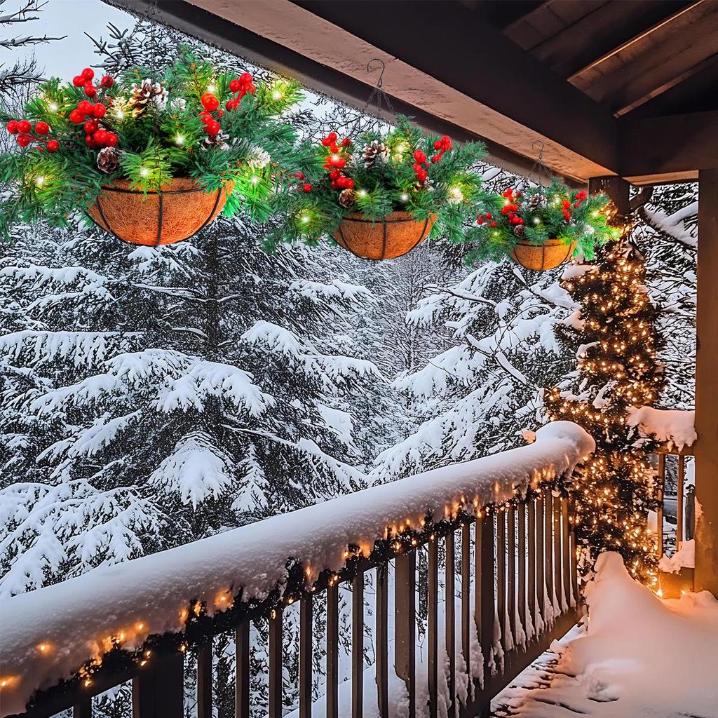 Cross-border Artificial Christmas Hanging Basket Wreath Holiday Decoration