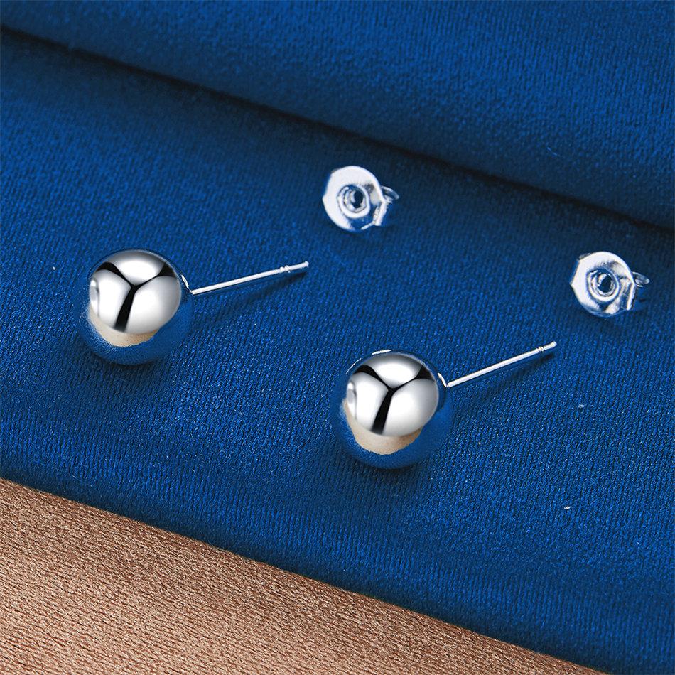 Elegant 925 Sterling Silver 10mm Delicate Polished Round Stud Earrings for Women, Fashionable Gifts, Party Jewelry Accessories