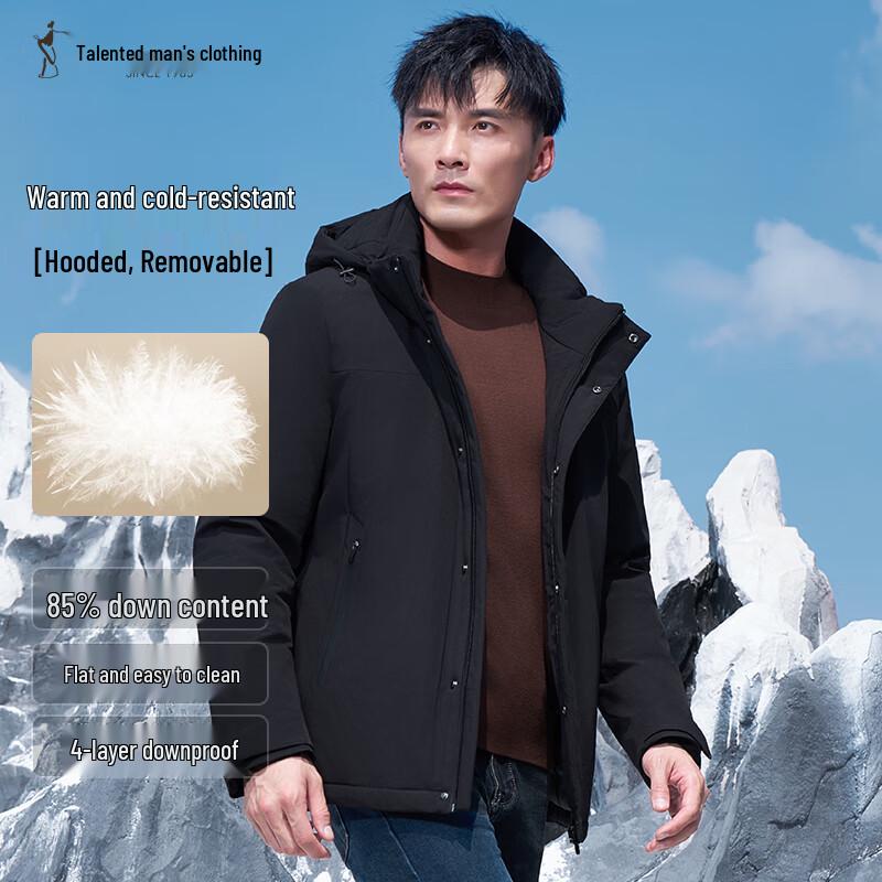 Men s Detachable Hooded Duck Down Puffer Jacket L
