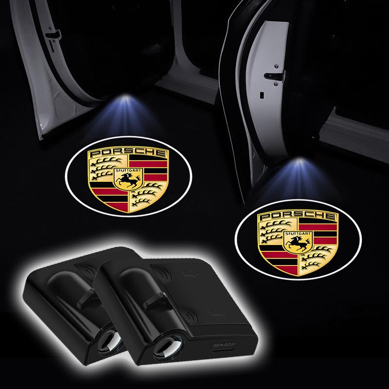 2Pcs Car Door Emblem Light LED Welcome Lamp Wireless Laser Projector For Porsche Boxster Cayenne Panamera Macan Cayman 911 918 996 917 991