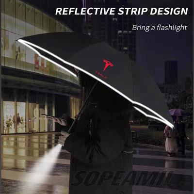 Car Led Light Automatic Folding Windproof Sunshade Umbrella For Cybertruck Beast Roadster Model 3 Model Y Model S Model X