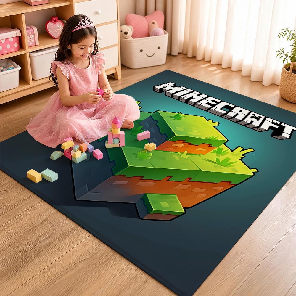 Minecraft Blocky Survival Adventure Printed Rug Durable Stainresistant Carpet For Bedroom Study Home Decor Holiday Gift
