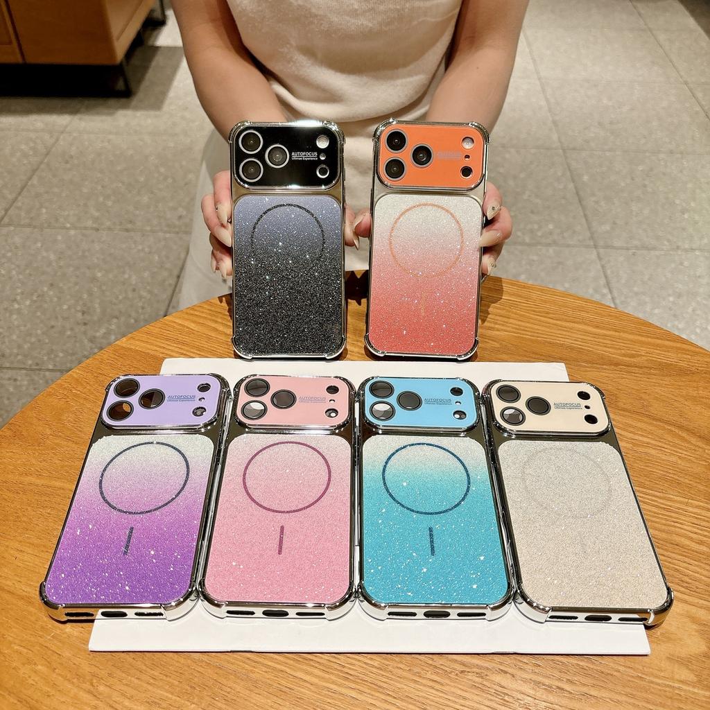 Applicable To Apple 17proMax Glitter Gradual Change Magnetic Mobile Phone Case iPhone16 Four Corners Anti-drop 15 All-inclusive Sheath