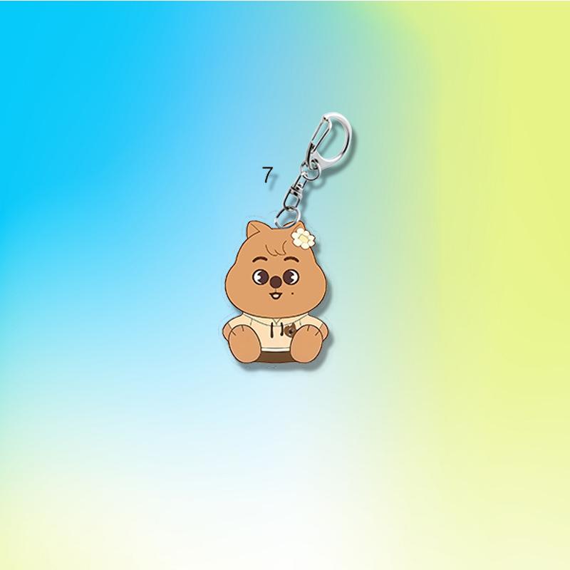 8pcs Stray Kids SKZOO Casual Outfit Keychain, Kawaii Sitting SKZOO Characters Acrylic Pendant, Kpop Fans Cute Bag Charm