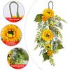 Yellow Sunflowers Wreath Realistic Artificial Sunflowers Wreath Spring Summer Wreath with Leaves for Front Door Decor