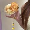 Elegant Design Flower Hairpin Pink Floral Headdress Tassel Hanfu Hair Accessories  Party Wear