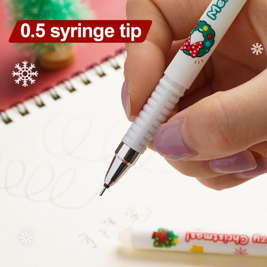 4Pcs Christmas Erasable Pens Santa Snowman Reindeer Patterns Gel Pens 0.5mm Refillable Writing Pens School Office Supplies