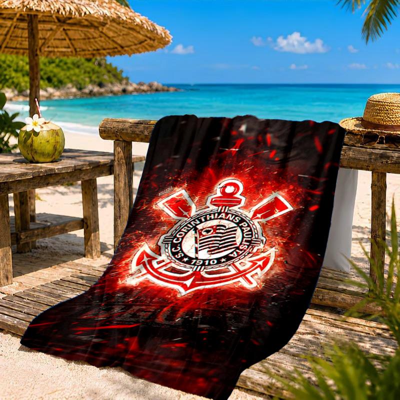 Sport Club Football Crest Printed Microfiber Beach Towel, Soft And Absorbent, Quick-Dry, Ideal for Summer Travel, Beach Essential, Swimming Pool