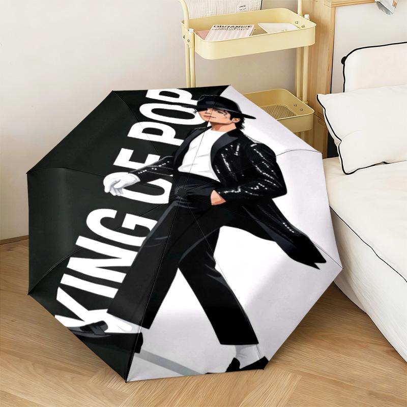 1PC Michael jackson Automatic Umbrella - Suitable Travel Outdoor Portable Umbrella Birthday Gift Daily Essentials