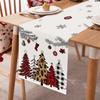 Bonhause Buffalo Plaid Christmas Trees Table Runner 13x72 Inch Snowflakes Pine Branches Red Winter Holiday Kitchen Dining Table Decoration for Indoor