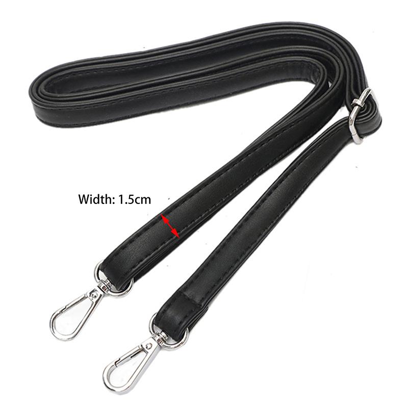 Bag Handle Belt Black Pu Lady Handbag Accessories With Snap Hook/Dog Hook 1.5Cm Width