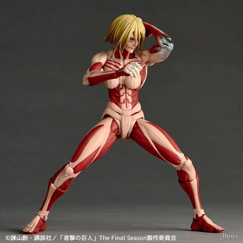 In Stock Attack On Titan Amazing Yamaguchi Revoltech Nr068 Female Titan Annie Leonhart Figure Gk Collection Model Toy Gift