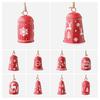 2 Pcs Red Christmas Bells Ornament Vintage Rustic Hanging Bell with Snowflake Reindeer Tree Pattern Handmade Lucky Bell for Home Tree Decor