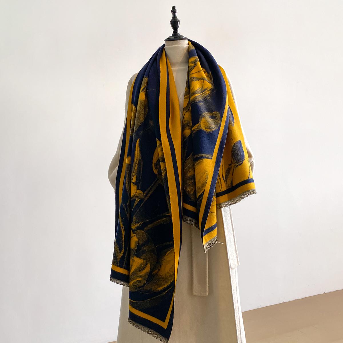 

Luxury Winter Thicken Wrap Shawl Women s Imitation Cashmere Jacquard Scarf High Quality Two-Sided Pashmi Ladies Brand New Design