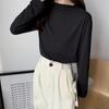 Langarm Shirt Bottom Frauen T-shirts Herbst Winter Mode Weibliche Beiläufige Dünne Hohe Elastische Mock Neck T-shirts Pullover Tops