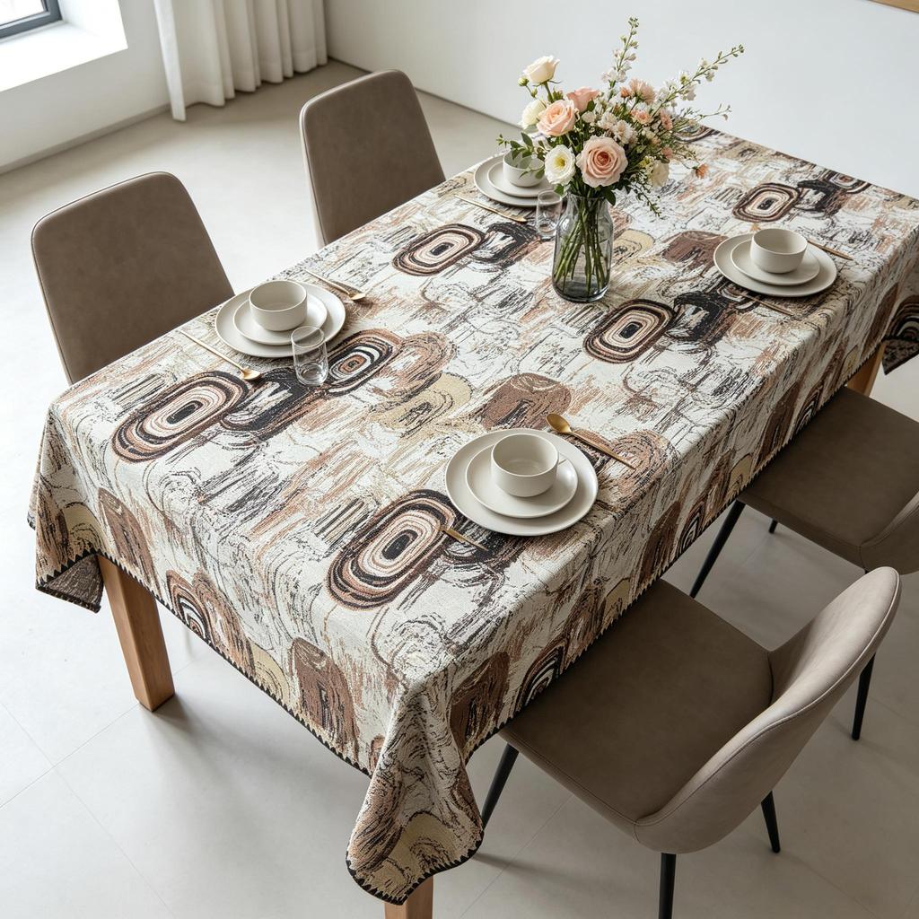 Home Dining Kitchen Party Classic Style Cotton Linen Rectangle Soft Washable Table Cover Decorative Table Cloth