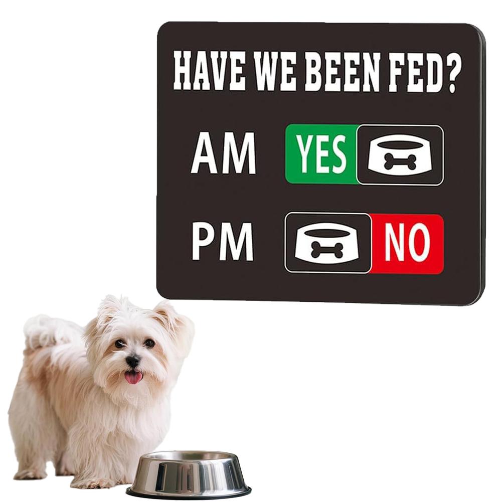 4.7"X3" Cat And Dog Feeding Reminder Sign Pet Feeding Management Acrylic Pendant Magnetic Traceless Refrigerator Sticker Pendant