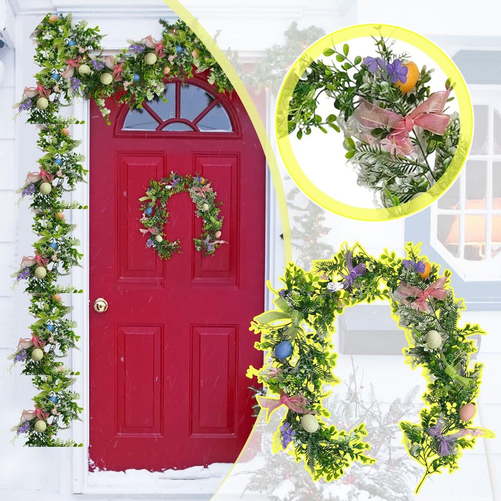 Egg Rattan Bow Imitation Flower Green Plant Interior Decoration