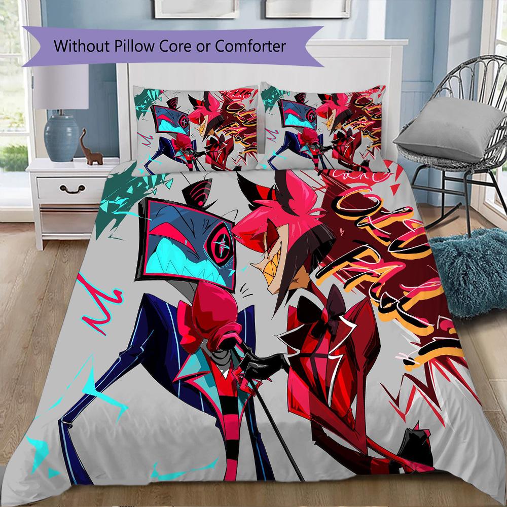 Hazbin Hotel Pattern Bedding,Quilt Set Quilt Cover Pillowcase Home Birthday Gift (1*duvet cover+2*pillowcase,without core)FSJT261012161
