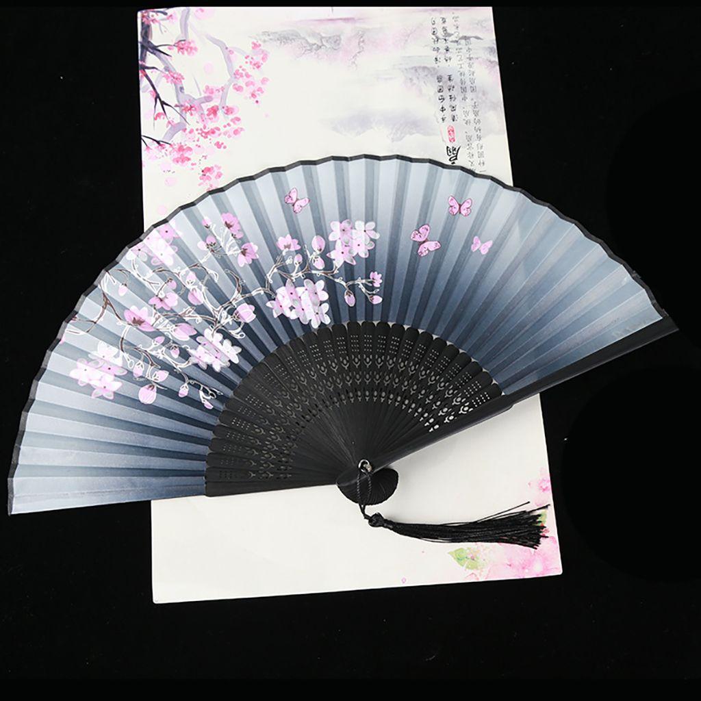 Bamboo Wooden Handmade Colorful Vintage Style Fan Crafts Dance Hand Fan Folding Fan Home Decoration