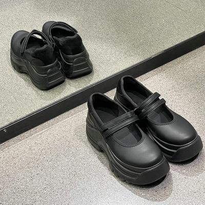 Mode Mary Jane Damenschuhe mit dicker Sohle 2025 Neuer Stil Vielseitige Klettverschluss-Ballerinas Einzelne Schuhe Kleine Lederschuhe