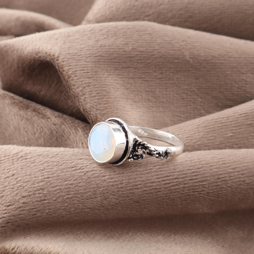 Attractive Milky Opal Handmade Jewelry Ring, 925 Sterling Silver Gemstone Dainty Ring, Gift For Mother