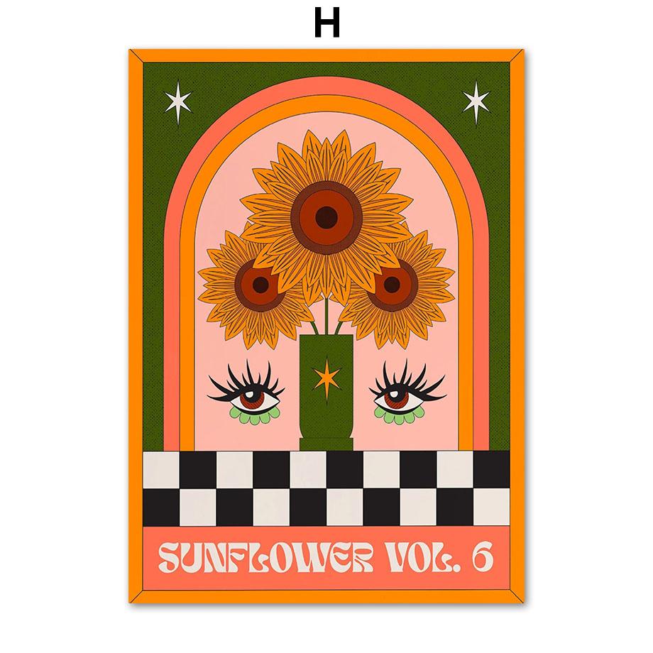 Sun Rainbow Butterfly Car Flower Bird Abstract Poster Print Wall Art Canvas Painting for Living Room Bedroom Modern Home Decor