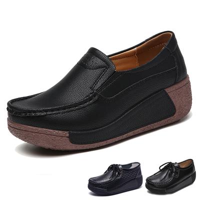 Mocassins de printemps pour femmes, chaussures vulcanisées confortables pour femmes, mocassins compensés, chaussures orthopédiques à plateforme à enfiler pour femmes