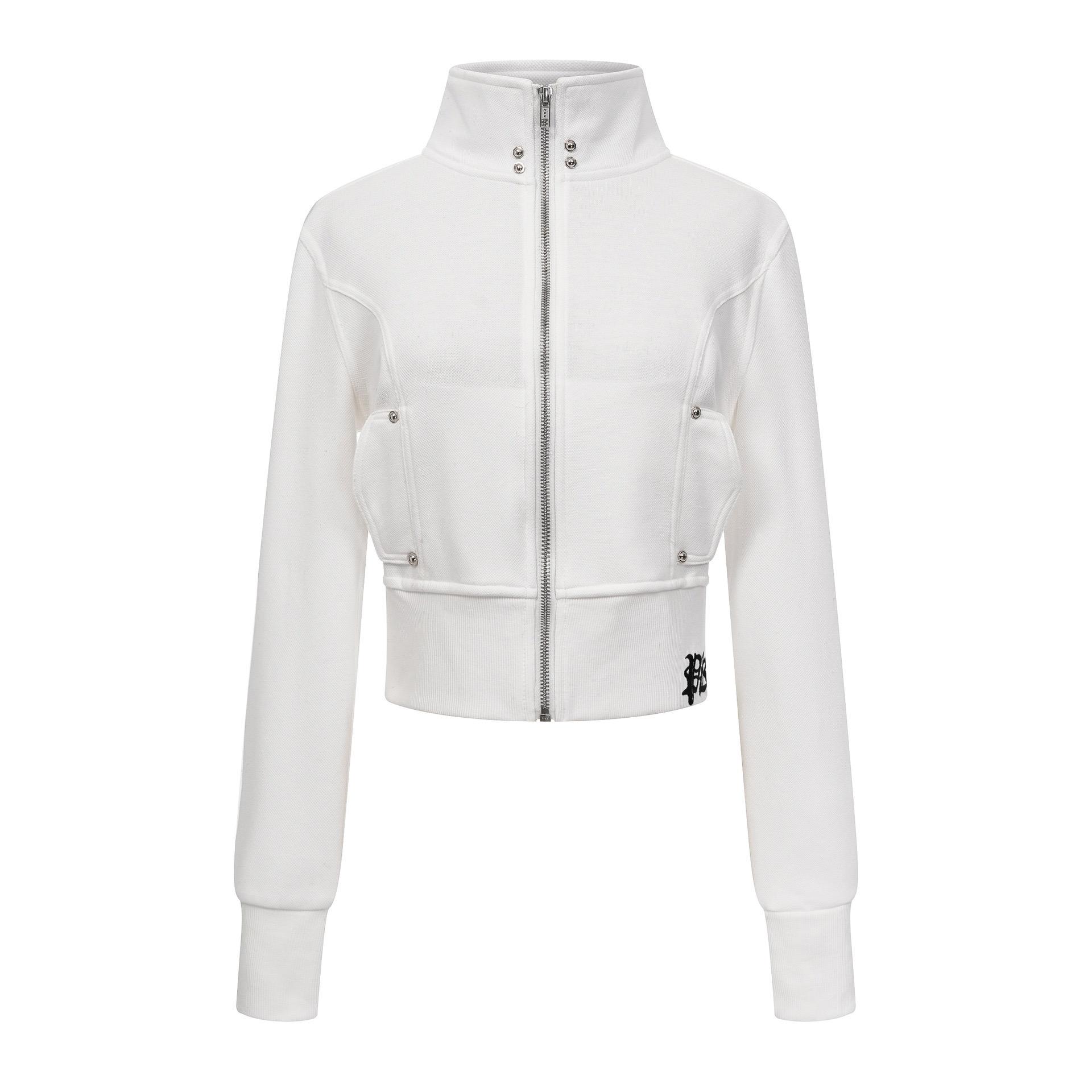 

2KWEIRD Белое пальто мото-байкер с воротником-стойкой Женское Американский винтаж Длинный рукав Застежка-молния Топы Mujer Новые куртки S белый