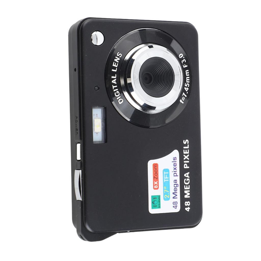 4K Digital Camera with 2.7in LCD Built In Fill Light 48MP 8x Zoom Anti Shake Pocket Camera for
