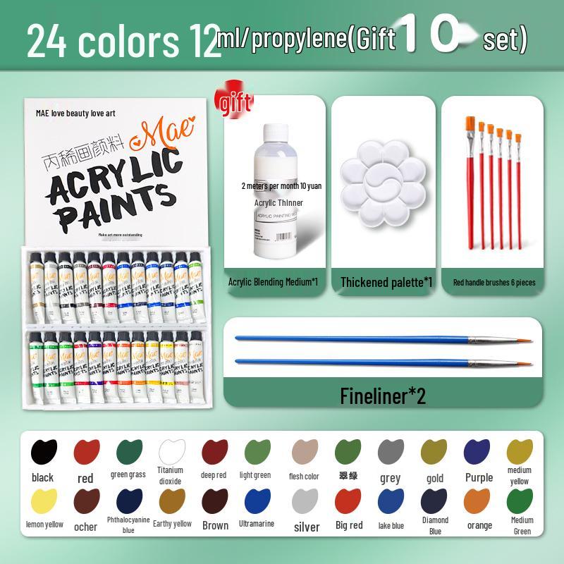 Waterproof Acrylic Paint Set - Fade-Resistant and Washable for Kids' Graffiti and Textile Art