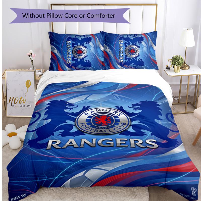 Set Biancheria da Letto Rangers FC Stampato 3 Pezzi Copripiumino Traspirante con Federe Biancheria da Letto Decorativa per Camera da Letto Casa