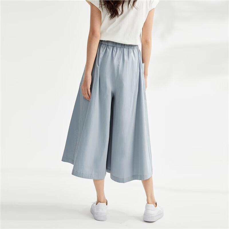 Giordano Women's Pure Cotton High-Waist Wide-Leg Skort Capris