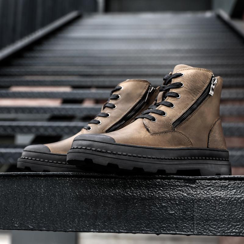 Men's Leather Boots High-top Casual Shoes Large Size Shoes for Men