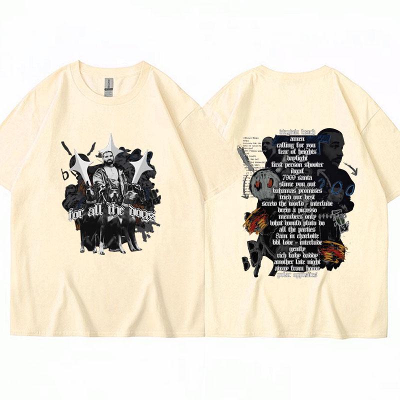 

Футболка с рисунком рэпера Дрейка для всех собак, мужская и женская, модная, винтажная, в стиле хип-хоп, футболка из хлопка, повседневная, мужская, Losoe XL