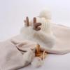 JYL TS DIY Antler Beanie Women Winter Christmas Thickened Ski Hat Acrylic