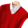 Men's Wool V-neck Sleeveless Cashmere Knit Vest - Business Formal, Loose Fit, Autumn/Winter Style