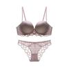 Elegant Lace Underwire Bra Set for Women - Seamless, Beautiful Back Design, Small Bust Enhancing, Soft Steel Ring Support.
