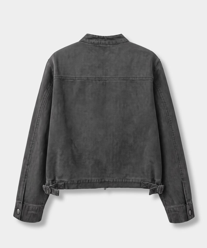 EUGGEN 2Way Cotton Biker Jacket_Washed Black