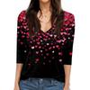 Women's T Shirt Print 3/4 Sleeve Daily Weekend Fashion Basic V- Neck Regular Top