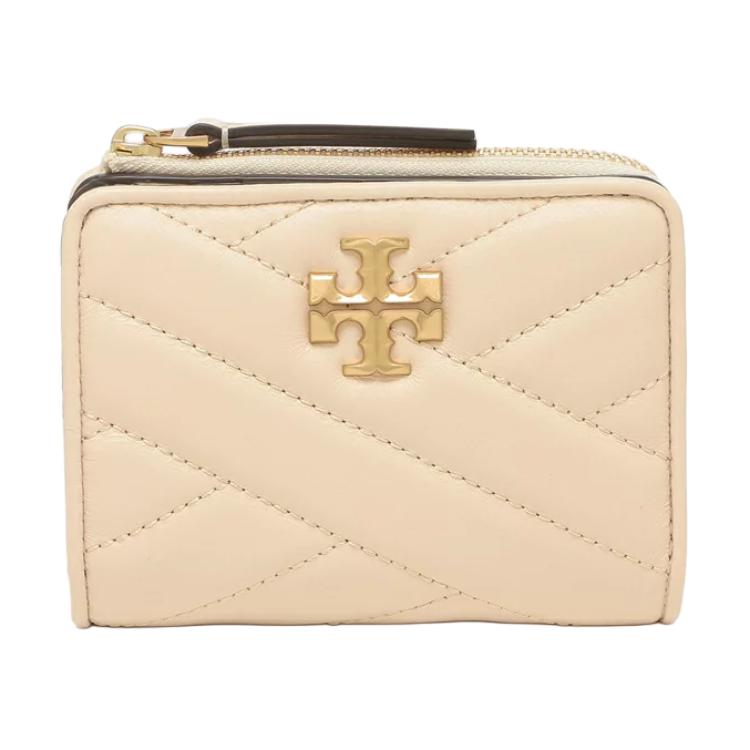 Tory Burch Kira Double T Hardware Folded Napa Leather Wallet Women wallet New-Cream 153121-122 New Cream