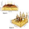 Ramadan Tray Eid Mubarak Serving Tray Hollow Palace Acrylic Mirror Tray Fruit Plate Tableware Dessert Platters DIY Display Holder Ramadan Decor