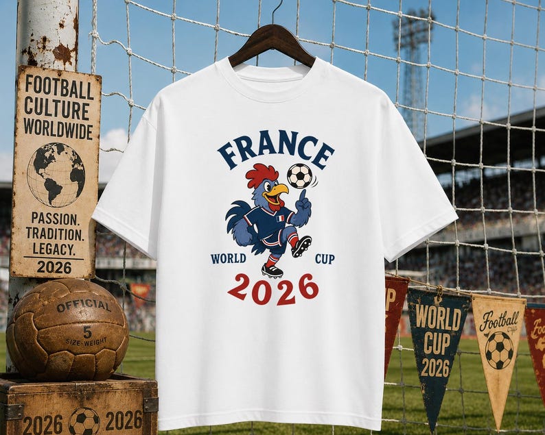 World Cup 2026 France Gallic Rooster Shirt, Retro Soccer Mascot Tee, France Football Fan T-Shirt, Vintage Sports Graphic Unisex Tee S