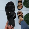 Fashion Summer New Women's Fashion Gold Silver Patent Leather Flat Heel Sandals Bling Rhinestone Narrow Band Beach Casual Slippers2025