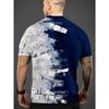 Men Cool Contrast Color 3D Print T-shirts for Tie Dye Stretch Polyester Sportwear Short Sleeve Tops Summerwear