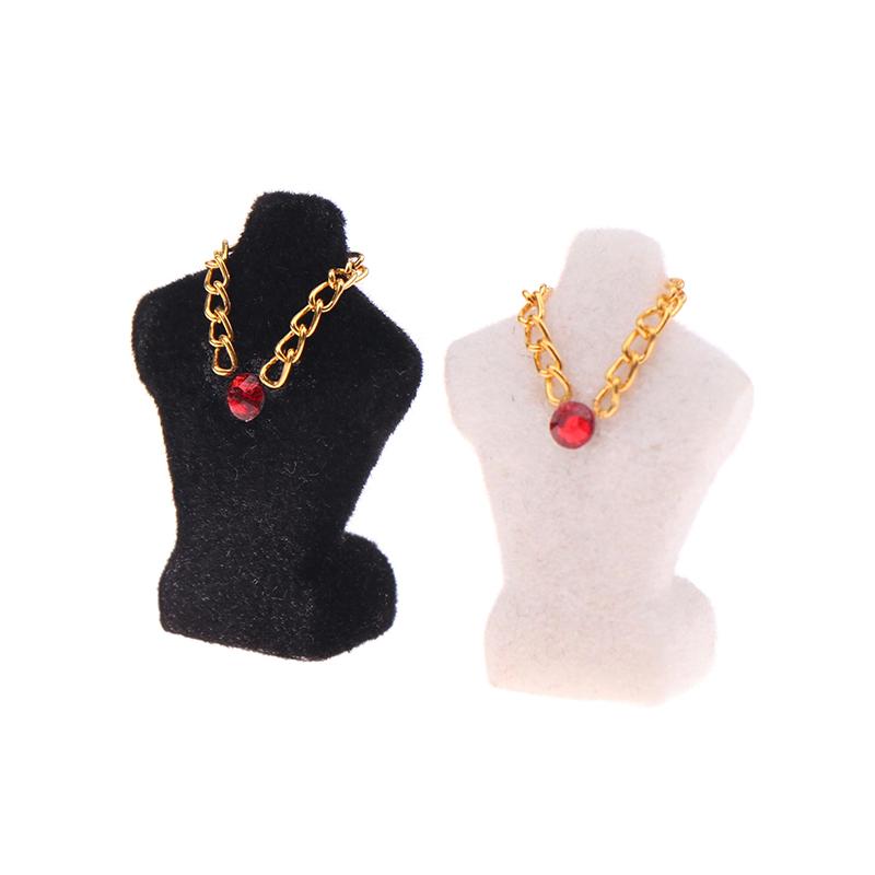 1/12 Dollhouse Necklace Display Stand With Necklace Dollhouse Jewelry Stand Dollhouse Accessories Micro Scene Photo Props